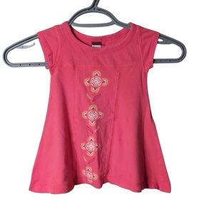 Tea Collection Dress Coral Yellow Knit Size 6-12 Months